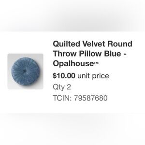 Opalhouse Quilted Velvet Round Pillow in Denim Blue